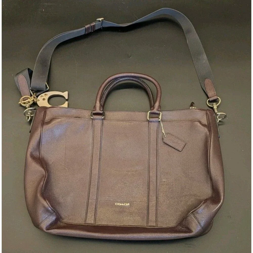 COACH F59141 Metropolitan Crossgrain Brown Leather Briefcase Laptop Bag - READ!